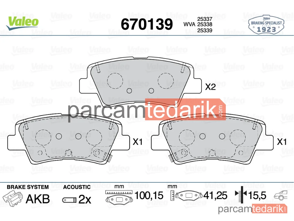 670139 | Fren Balatası (Arka) — Hyundai Tucson, Kia Sportage IV, Hyundai i20 II